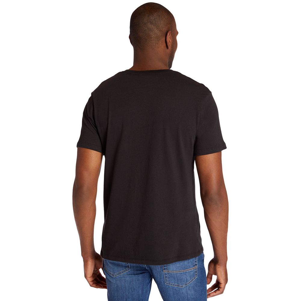 Camisetas Timberland Hombre Embroidered Logo Negras - Chile PHC-134567